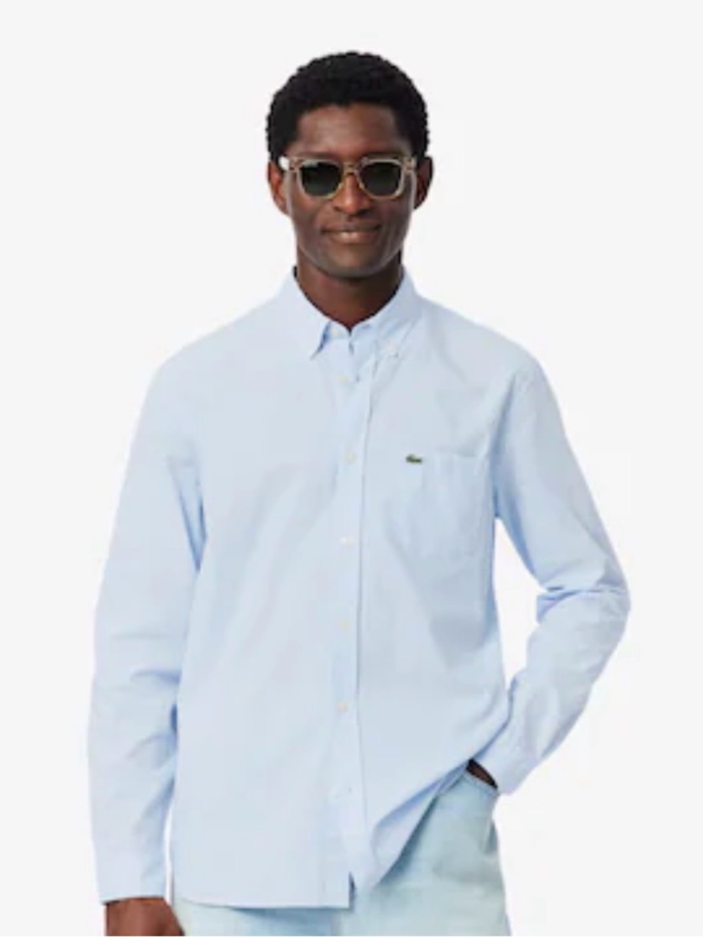 Lacoste Oxford Button Down Shirt Men’s Sz 42 Light Blue Classic Fit Long Sleeve